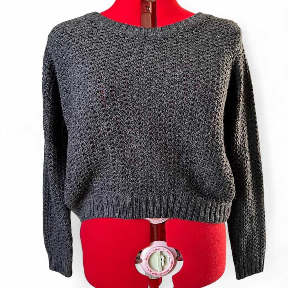 Roxy grey knit slouchy cropped sweater